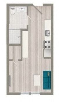Floor plan for studio, 1 bath, 360 sqft